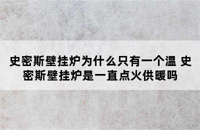 史密斯壁挂炉为什么只有一个温 史密斯壁挂炉是一直点火供暖吗